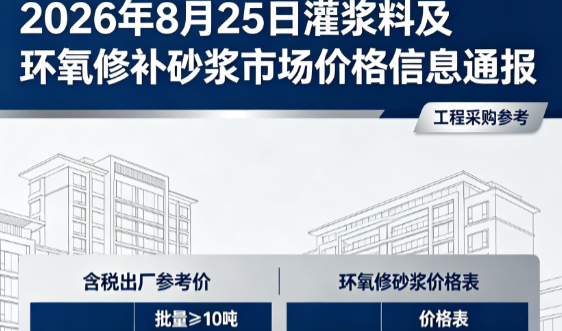 贵港2026年8月25日灌浆料及环氧修补砂浆市场价格信息通报
